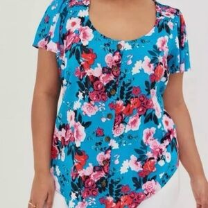 TORRID - Vibrant Floral Flutter Sleeve Blouse